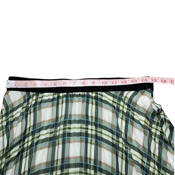 KAREN by SIMONSEN Sea Spray Green Allover Pleated Plaid Skirt Fully Lined Sz 8 - Picture 7 of 9